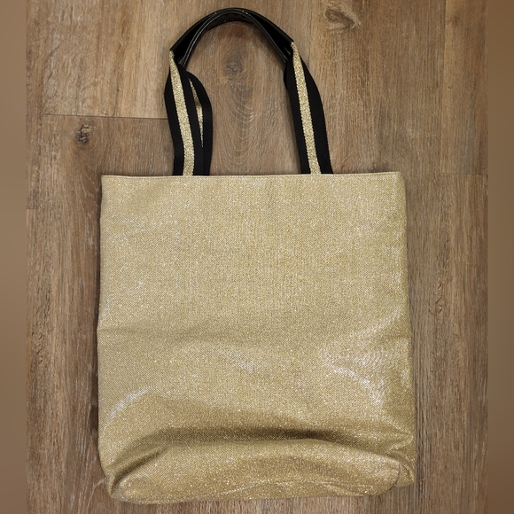 Victoria Secret Glamour Glitter Tote Gold & Black - Picture 4 of 8